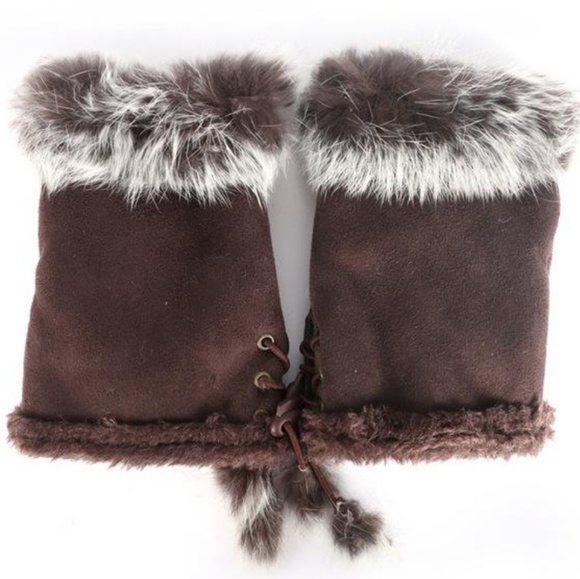 Accessories - Suede Fingerless Gloves.